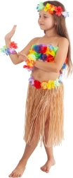 Børne-hawaiiskørt i naturfarve 45 cm