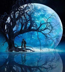 Diamantmaleri Månen over søen 30x40cm