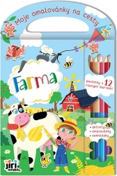 Malebog til rejsen – bondegård, 96 sider, klistermærker og 6 farveblyanter