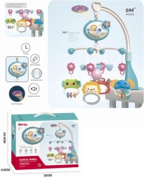 Blåt krybbespil med dyr til tremmeseng