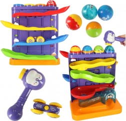 Interaktiv kuglebane 3-i-1 med hammer, pingvin og lille bil