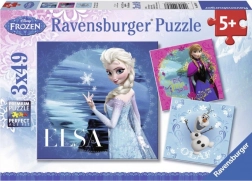 Ravensburger puslespil Frost: Elsa, Anna og Olaf 3×49 brikker