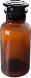 Brun glasbeholder med bred hals og prop 250 ml