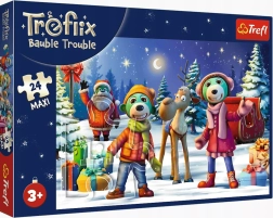Puzzle Trefl – Treflik-familien: vi bygger en snemand, 24 brikker