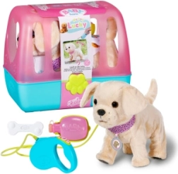 BABY born den glade hund Lucky med transportkasse