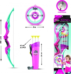 Rosa bueskydningssæt til børn med tilbehør