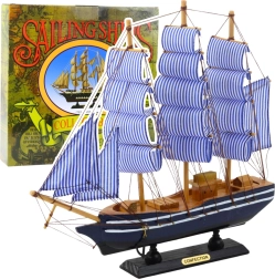 Dekorativ model af sejlbåd Hvid-Blå 33x31 cm