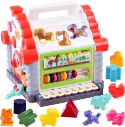 Interaktivt hus – musikalsk sorteringsboks med former og dyr for børn 18+ måneder