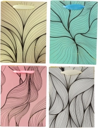 Gavepose med bølget gyldent mønster 23 × 18 × 10 cm