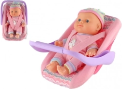 Babydukke 20 cm i bæresele/autostol