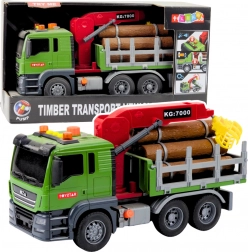 Lastbil til transport af træ med kran og lys
