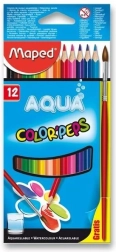 Trekantede farveblyanter Maped Aqua Color'Peps 12 stk med pensel
