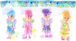 Fe-dukke med regnbuevinger og tilbehør