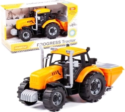 Traktor Progress med svinghjul, såmaskine og tippevogn