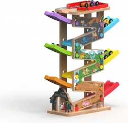 Stor træ racerbane med 6 ramper til børn