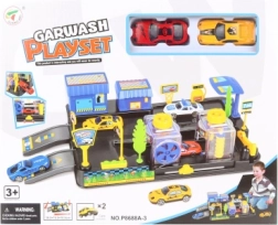 Bilvask til legetøjsbiler med station og 2 sportsvogne