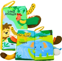 Blød pædagogisk bog med dyr til spædbørn