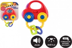 Rangle formet som en bil med lys og lyd, plast, 10 × 11 cm, batteridrevet, 3 m+