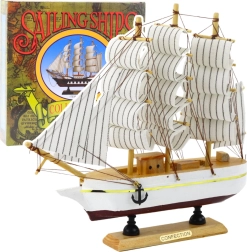 Dekorativ model af tremastet sejlskib hvid