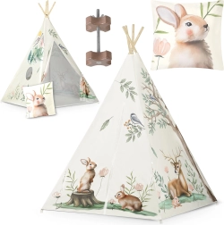 Børne-teepee NUKIDO – beige skovmotiver
