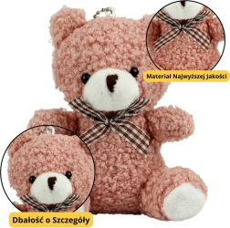 Rosa plysbamse-nøglering 8 cm