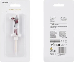 Hvidt fødselsdagslys med tallet 1 og marmormønster, 8 cm