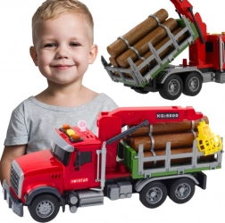 Woopie lastbil til træstammer med drejelig kran, lys og lyde 1:14