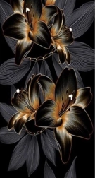 Diamantmaling lilje sort-guld 80 × 40 cm