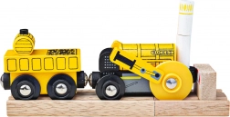 Bigjigs Rail træreplika af lokomotivet Rocket med 2 skinner