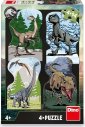 Puslespil Jurassic Verden med dinosaurmotiver 4x54 brikker