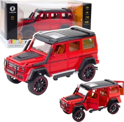Metal-terrængående bil med optræksdrev, åbne døre, rød 1:22