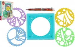 Inspiro sæt til spiraltegning med skabeloner og seksfarvet pen