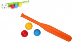 Baseballbat i plast 50 cm med 3 bolde
