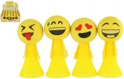 Springende skumsmileybold 10 cm – mix af emojis, boks 24 stk