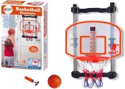 Indendørs basketballkurv med bold og pumpe, højdejusterbar