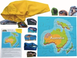 Træpuslespil Australien og dens dyr 16 brikker og 10 dyr