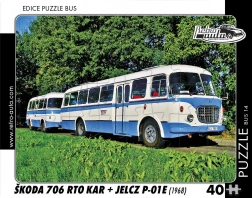 Puslespil Retro biler Škoda 706 RTO Kar og Jelcz P‑01E 40 brikker