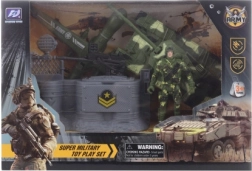 Militærsæt med drone, soldat og tank