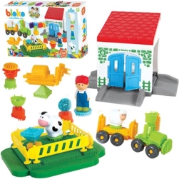 Mochtoys Pin Bricks Klodser Farm i æske 100 stk + 3 figurer