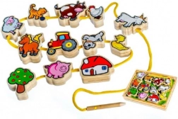 Snørebræt i træ Mine første dyr