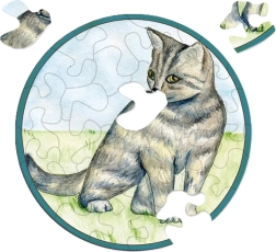 CURIOSI rundt mini-puslespil Picoli – kat, 33 brikker