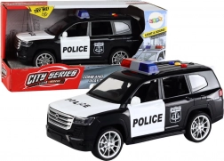 Politibil med effekter, åbne døre og målestok 1:14