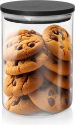 Glaskrukke til tørvarer med låg og tætningsring 600 ml