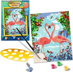 Maling efter tal - Forelskede flamingoer