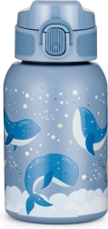 Petite&Mars rustfri termoflaske med sugerør 350 ml Whale Song
