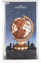 Display med Globus og Verdens Vidundere