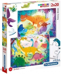 Puslespil 2×20 Super Color – sjove dinosaurer