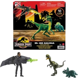 Jurassic World – figursæt Ian Malcolm med dinosaurus-kammerater og svævefly