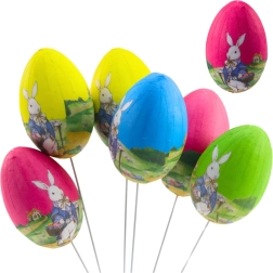 Påskeæg på tråd med kanin - sæt á 6 stk