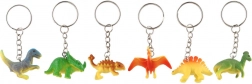 Nøglering dinosaur plastik 7 cm – mix af arter